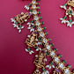 Dashavataram CZ Red Green Stone Rice Pearls Green Beads Guttapusalu Necklace