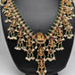 Dashavataram CZ Red Green Stone Rice Pearls Green Beads Guttapusalu Necklace