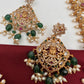 Lord Balaji AD Green Beads Rice Pearls Guttapusalu Necklace