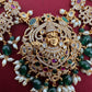 Lord Balaji AD Green Beads Rice Pearls Guttapusalu Necklace