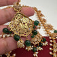 Lord Balaji AD Green Beads Rice Pearls Guttapusalu Necklace