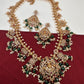 Lord Balaji AD Green Beads Rice Pearls Guttapusalu Necklace