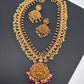 Goddess Lakshmi AD Red Kemp Red Beads Guttapusalu Necklace