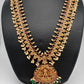 Goddess Lakshmi AD Red Kemp Green Beads Guttapusalu Necklace