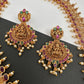 Goddess Lakshmi AD Red Kemp Green Beads Guttapusalu Necklace