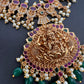 Goddess Lakshmi AD Red Kemp Green Beads Guttapusalu Necklace