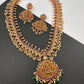 Goddess Lakshmi AD Red Kemp Green Beads Guttapusalu Necklace