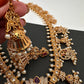 Peacock Design CZ Red Green Stone Guttapusalu Necklace
