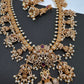 Peacock Design CZ Red Green Stone Guttapusalu Necklace