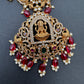 Goddess Lakshmi Red Stone Red beads CZ Matte Finish Necklace