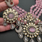 Kundan AD Victorian Peacock Pendent Color Beads Long Necklace - Pink