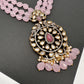 Kundan Moissanite AD Pink Beads Necklace