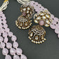 Kundan Moissanite AD Pink Beads Necklace