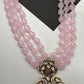 Kundan Moissanite AD Pink Beads Necklace