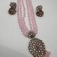Kundan Moissanite AD Pink Beads Necklace