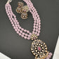 Kundan Moissanite AD Pink Beads Necklace