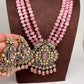 Kundan Moissanite AD Pink Beads Necklace