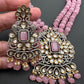 Kundan Moissanite AD Pink Beads Necklace