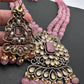 Kundan Moissanite AD Pink Beads Necklace