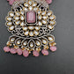 Kundan Moissanite AD Pink Beads Necklace