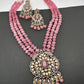 Kundan Moissanite AD Pink Beads Necklace