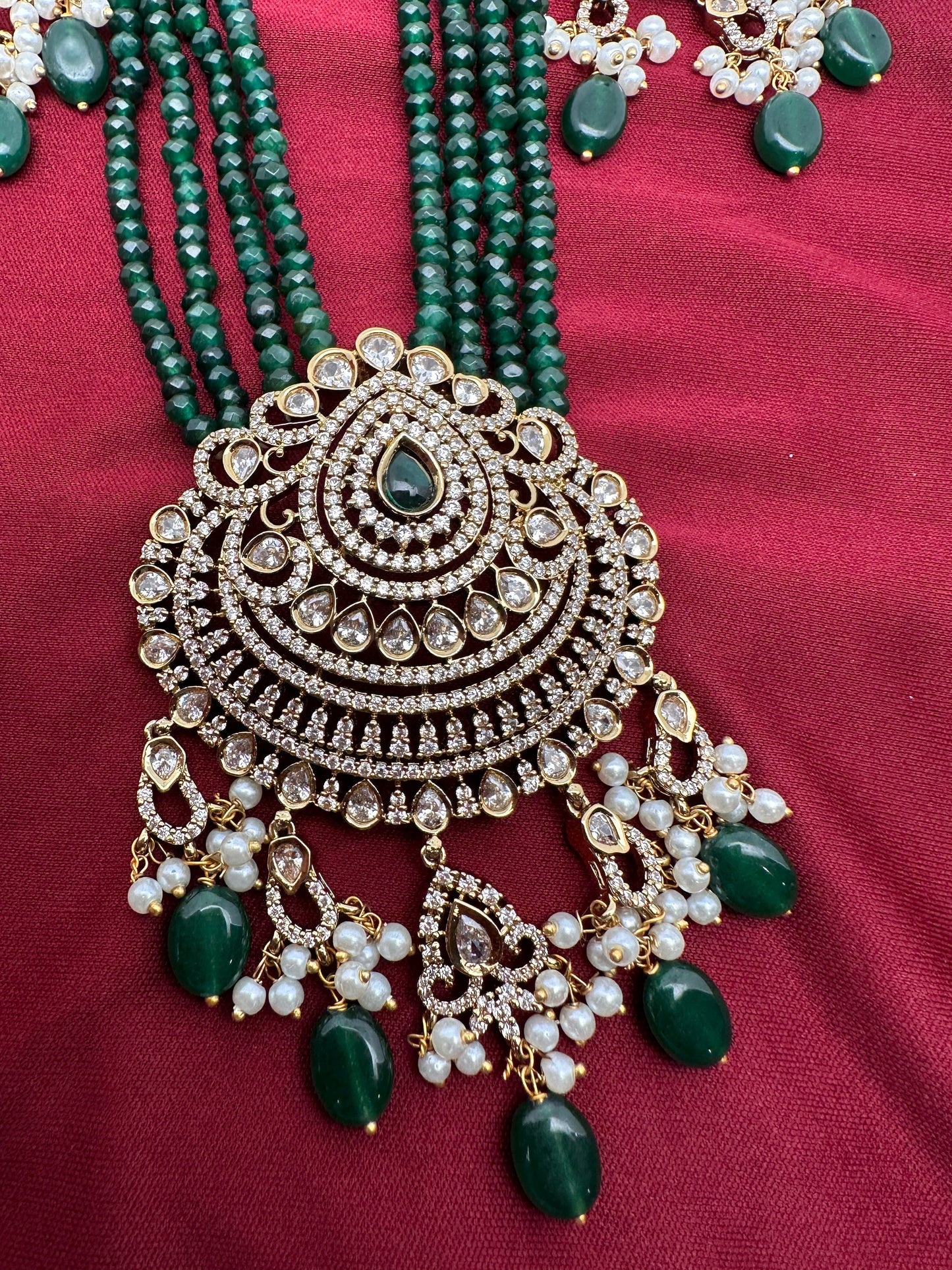 Victorian Mehendi Polish Green Onyx Beads Necklace