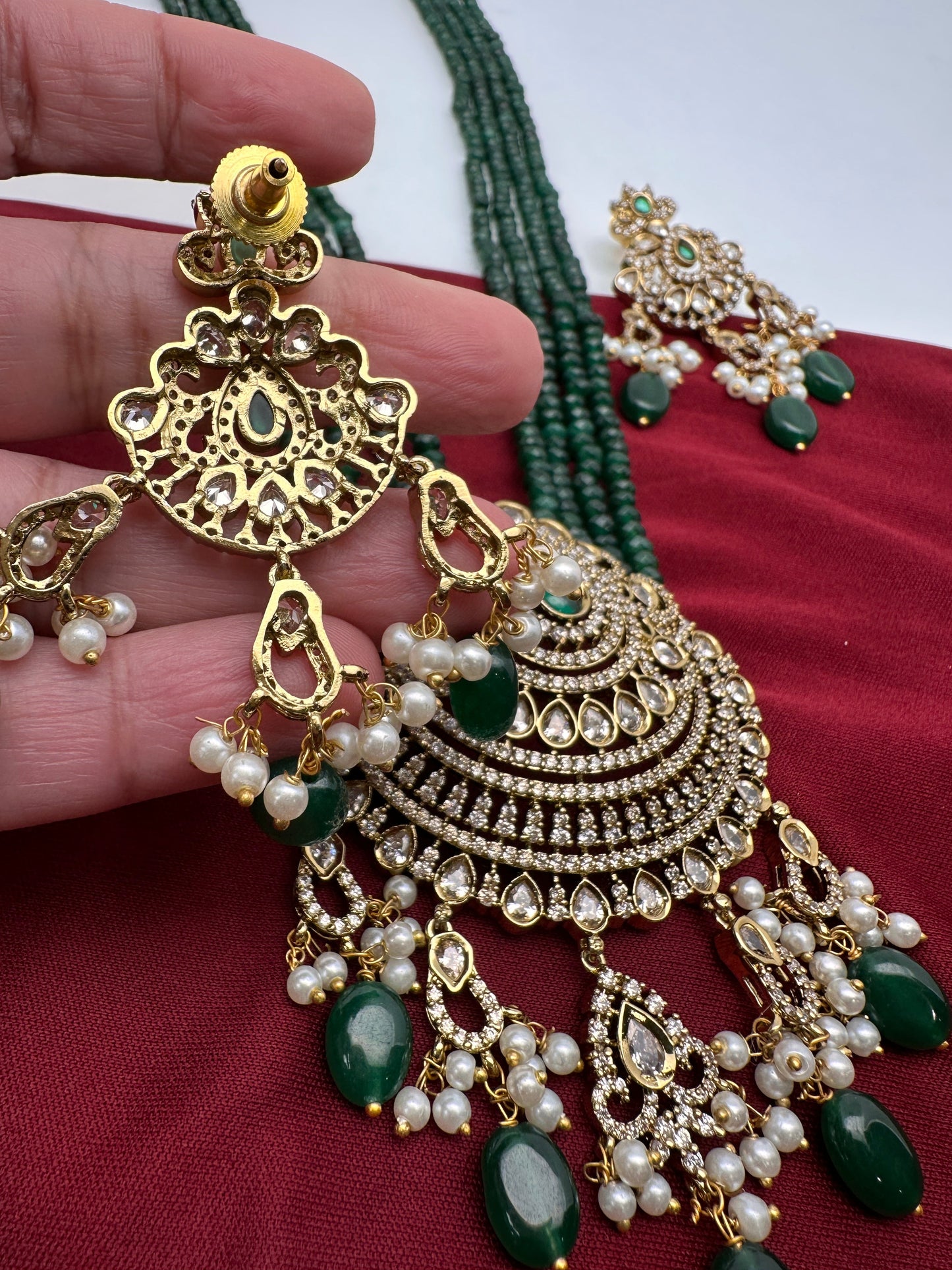 Victorian Mehendi Polish Green Onyx Beads Necklace