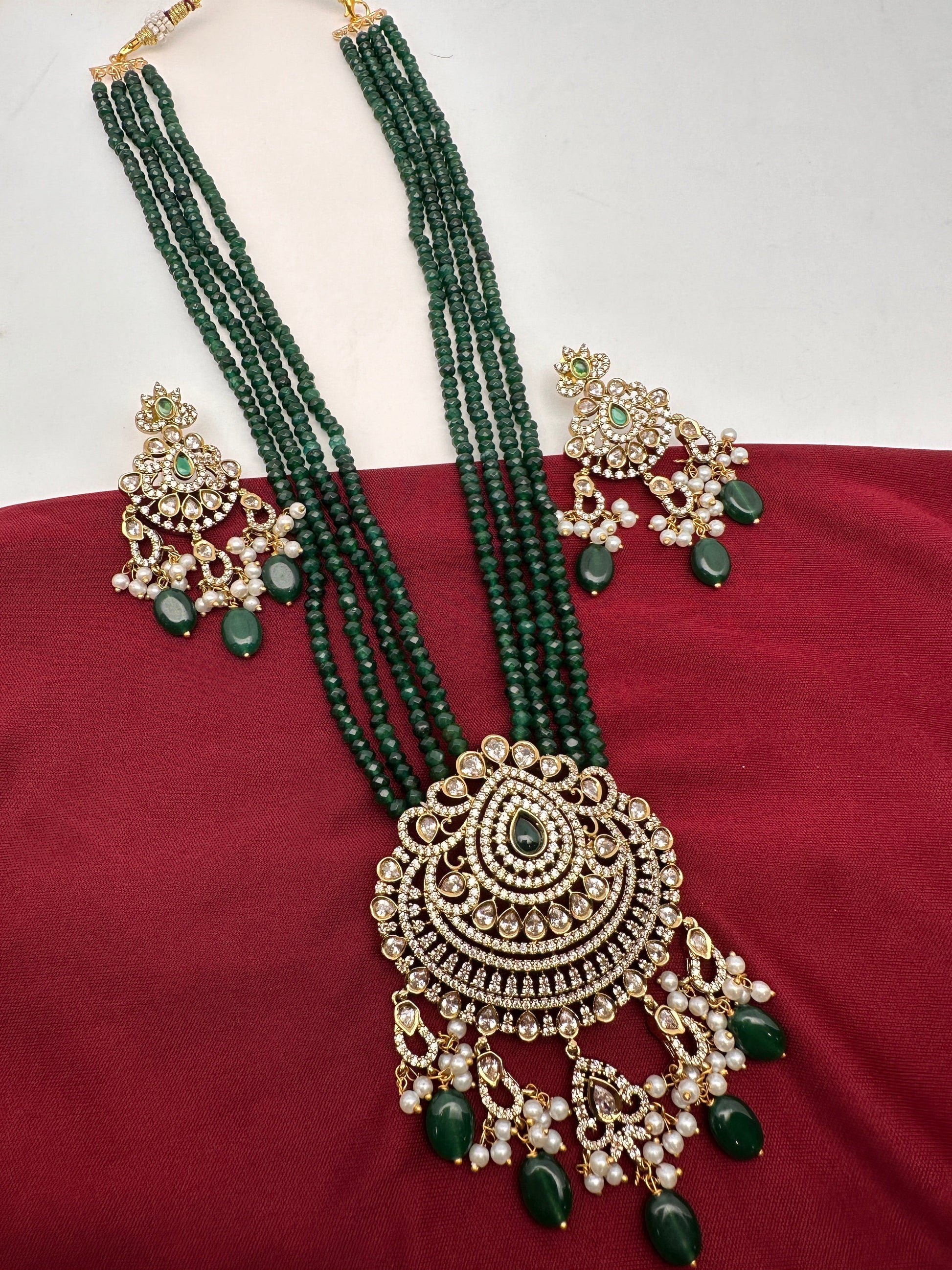 Victorian Mehendi Polish Green Onyx Beads Necklace