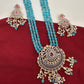 Victorian Mehendi Polish Aqua Blue Beads Necklace
