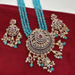 Victorian Mehendi Polish Aqua Blue Beads Necklace
