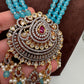 Victorian Mehendi Polish Aqua Blue Beads Necklace