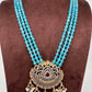 Victorian Mehendi Polish Aqua Blue Beads Necklace