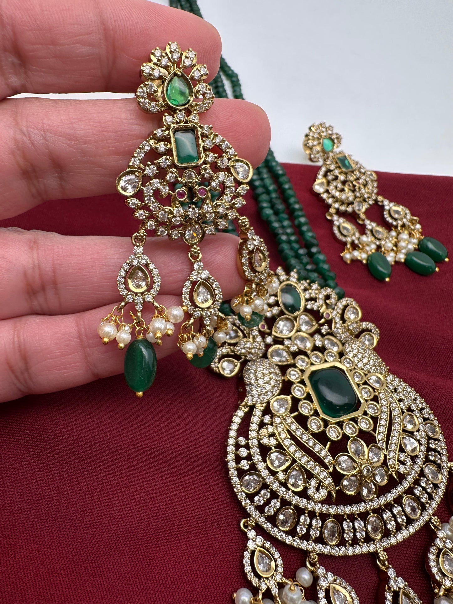 Victorian Mehendi Polish Green Onyx Beads Necklace