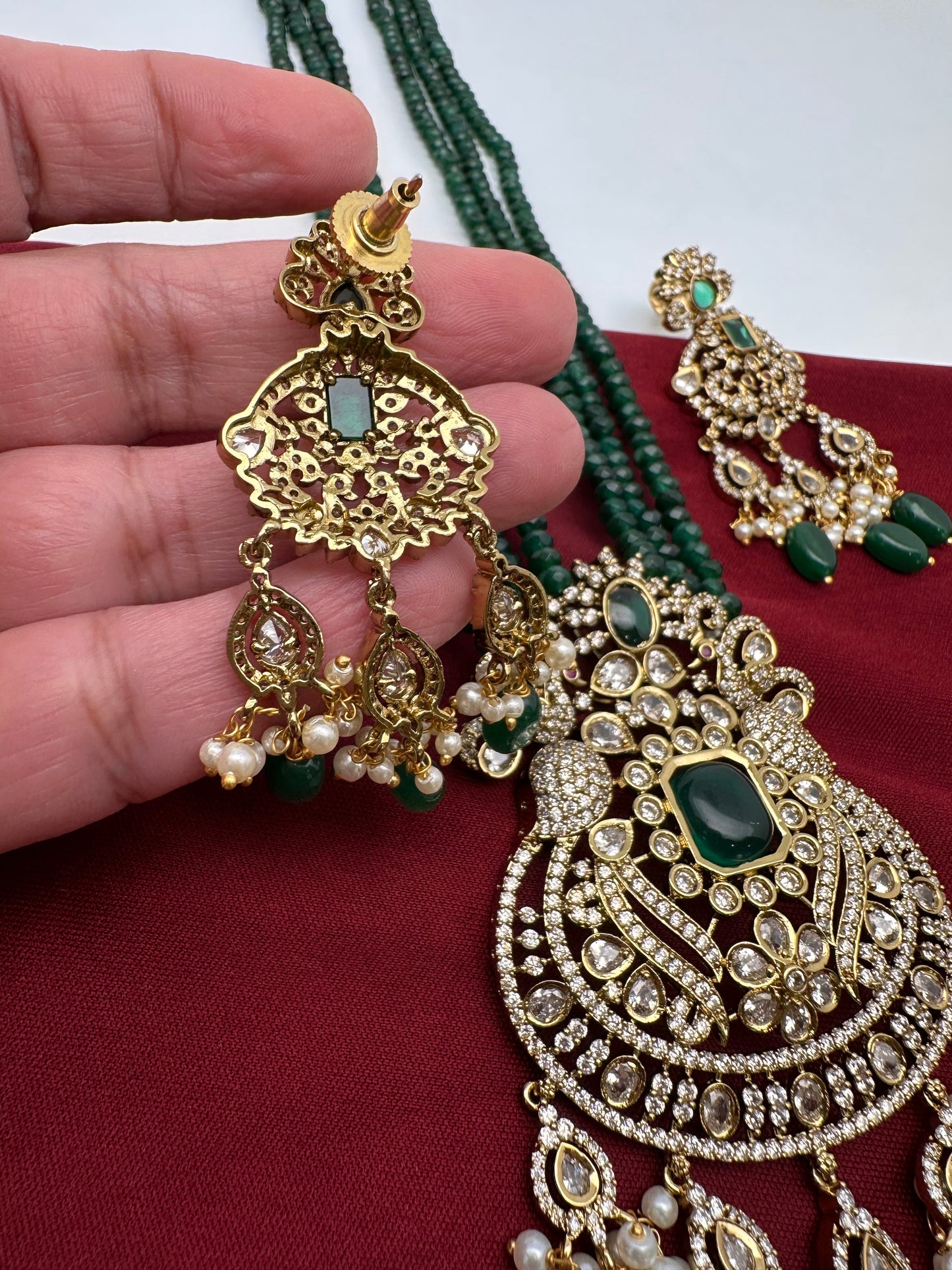 Victorian Mehendi Polish Green Onyx Beads Necklace