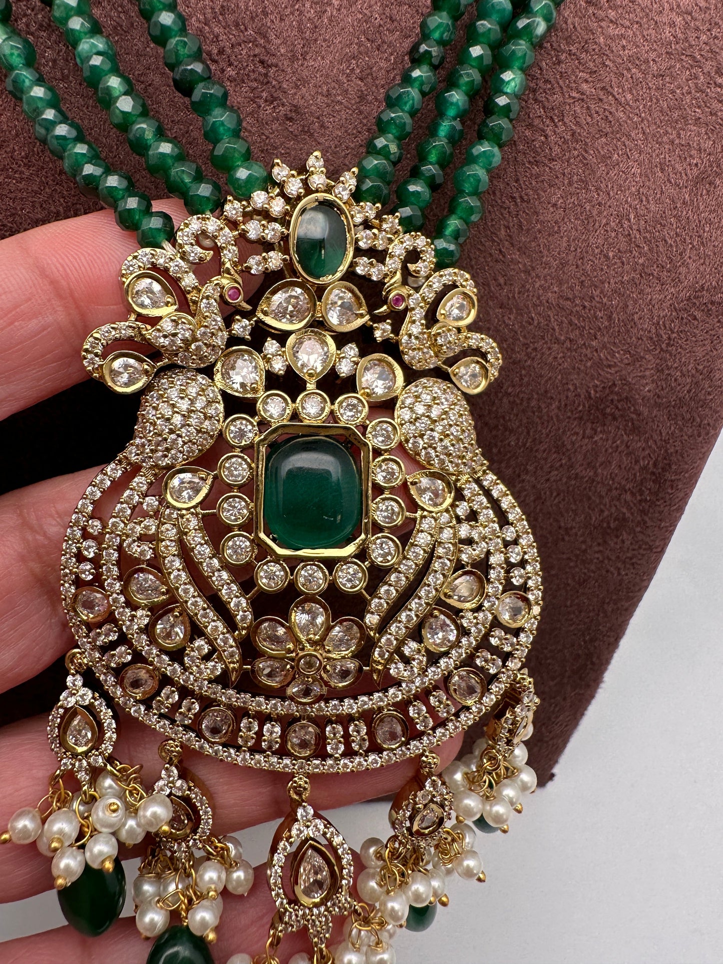 Victorian Mehendi Polish Green Onyx Beads Necklace