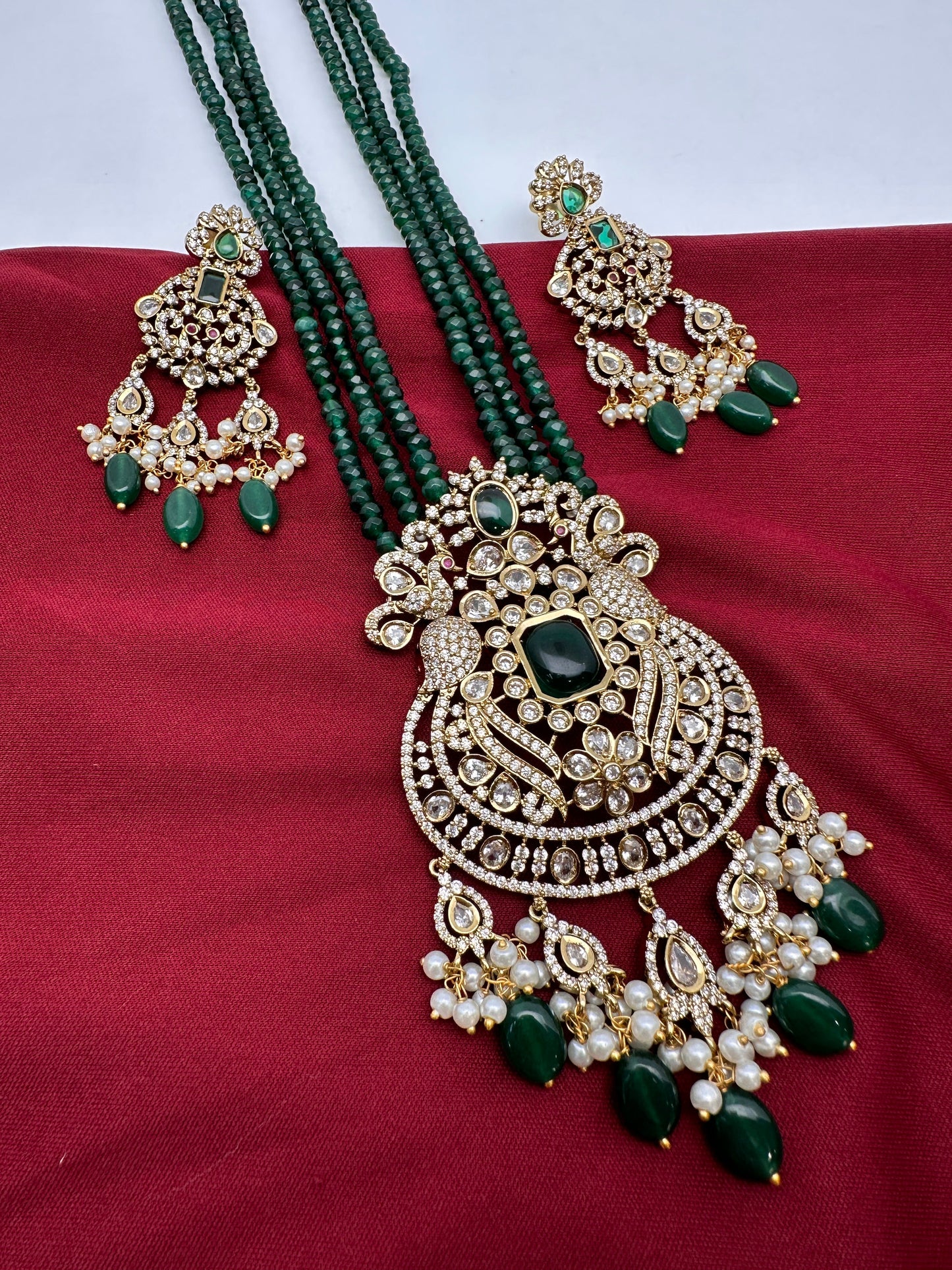 Victorian Mehendi Polish Green Onyx Beads Necklace