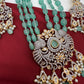 AD Mint Green Beads Peacock Pattern Necklace