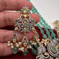 AD Mint Green Beads Peacock Pattern Necklace