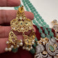 AD Mint Green Beads Peacock Pattern Necklace