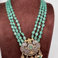 AD Mint Green Beads Peacock Pattern Necklace