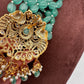 AD Mint Green Beads Peacock Pattern Necklace