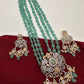 AD Mint Green Beads Peacock Pattern Necklace