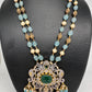 AD Aqua Blue Beads Green Stone Necklace
