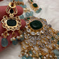 AD Aqua Blue Beads Green Stone Necklace