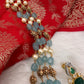 AD Aqua Blue Beads Green Stone Necklace