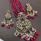 Peacock Design Victorian Pendent Pink Beads Necklace