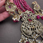 Peacock Design Victorian Pendent Pink Beads Necklace