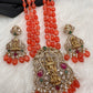 Balaji Lakshmi Victorian Pendent Orange Beads Necklace