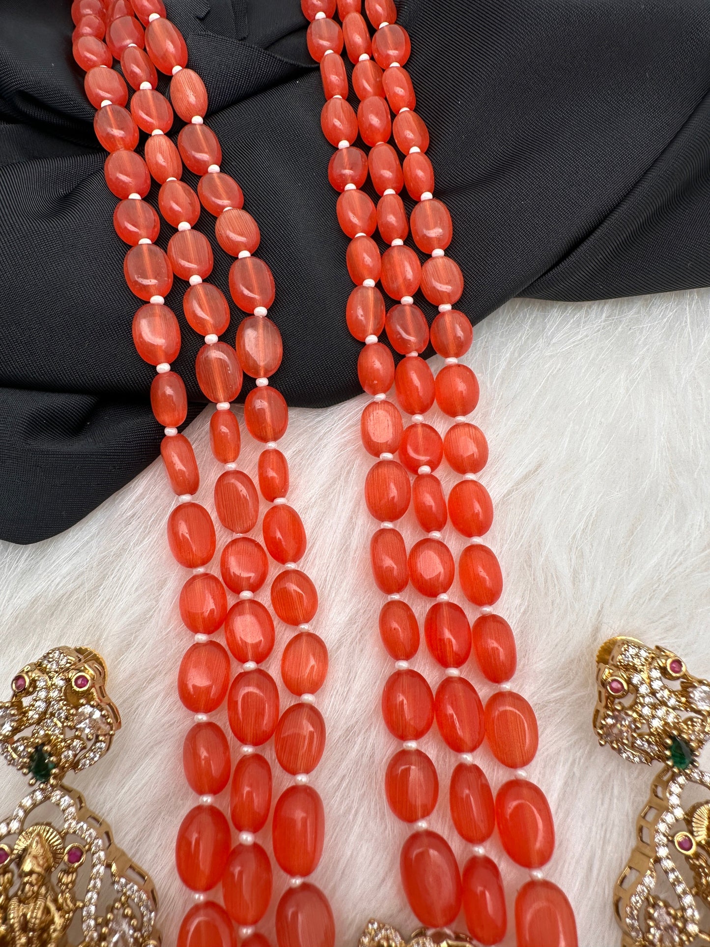 Balaji Lakshmi Victorian Pendent Orange Beads Necklace