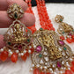 Balaji Lakshmi Victorian Pendent Orange Beads Necklace